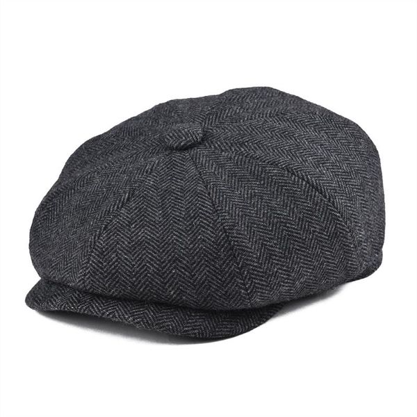 

sboy hats botvela tweed wool 8 piece black herringbone cap men classic 8-quarter panel style flat caps women beret hat 005, Blue;gray