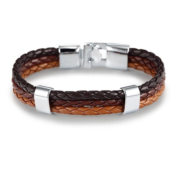 

mkendn 2017 high quailty gradient color leather bracelet bangle genuine leather hand chain buckle friendship men women bbyhxe