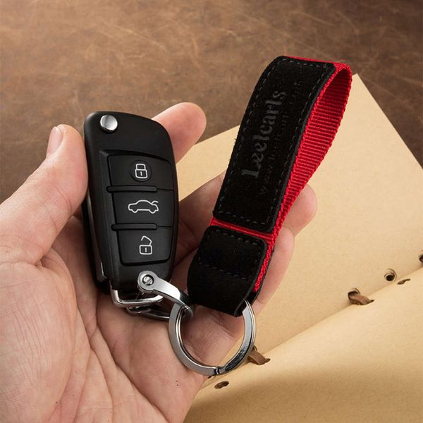

suede car chain pendant creative men's and women's key ring, Silver