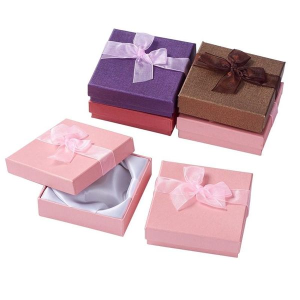 

6pcs/lot cardboard bracelet boxes jewelry organizer packaging container storage valentines day gifts boxes 9x9x2.7cm mixed color, Pink;blue