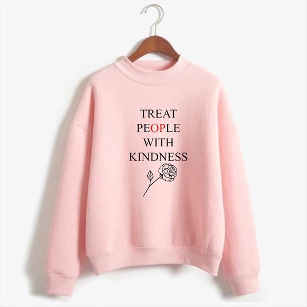 

harry styles treat people with kindness printed sweatshirts women men long sleeve turtleneck hoodies sweatshirt fashion clothes, Black