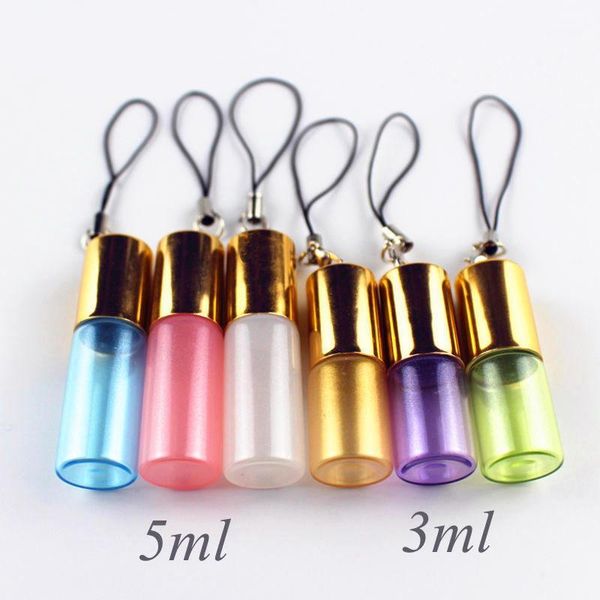 

5pcs/pack colorful 3ml 5ml glass perfume roll on bottle with stainless steel ball and key chain roller essential oil bottle1