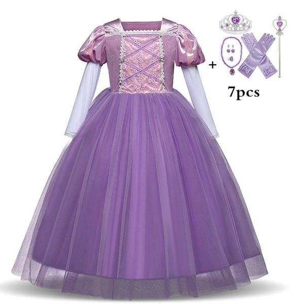 

fancy princess girl dress rapunzel children beauty aurora belle cinderella dress halloween cosplay costume party dress up t200709, Red;yellow