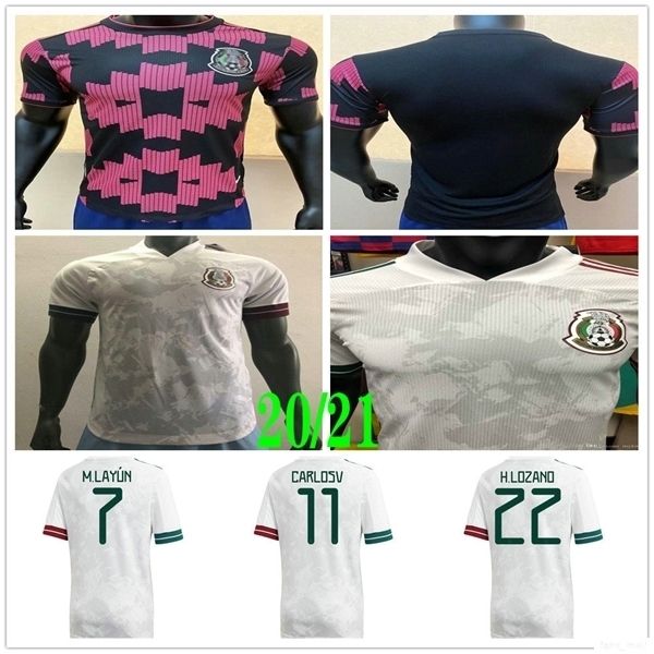 

player version 2020 new mexico soccer jersey national home red 20 21 chicharito lozano guardado carlos vela raul custom football shirt, Black;yellow