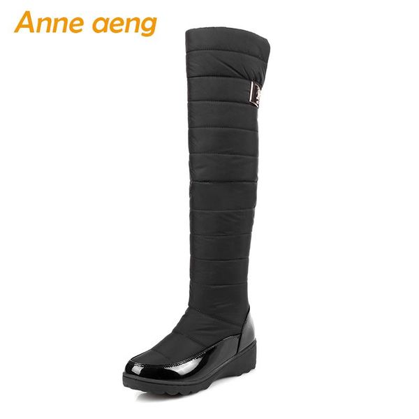 

2020 new winter over-the-knee boots middle heel waterproof ladies women shoes black down snow thigh high boots big size