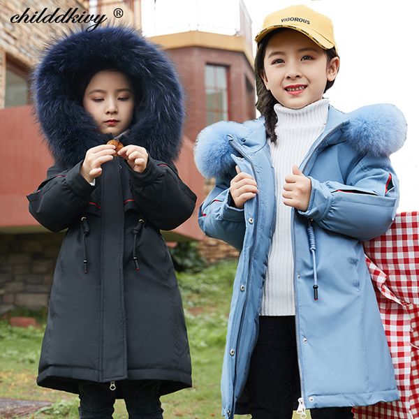 

30 degree russian winter snowsuit children parka for girl waterproof thick kids fashion coat for girl child clothes baby jacket 0927, Blue;gray