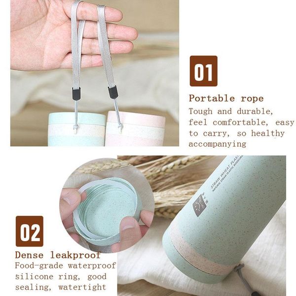 

портативный 300ml термос бутылка здоровая пластиковая пшеница волокна кубок двойной слой тепловая кружка офис кофе чай бутылка вода путешест