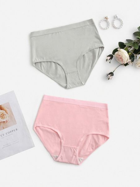 

2pack plus plain panty f6wi#, Black;white