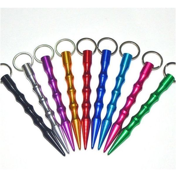 

aliuminum self defense weapons safety for women girl spike stick keychain key chain metal wholesale shipping