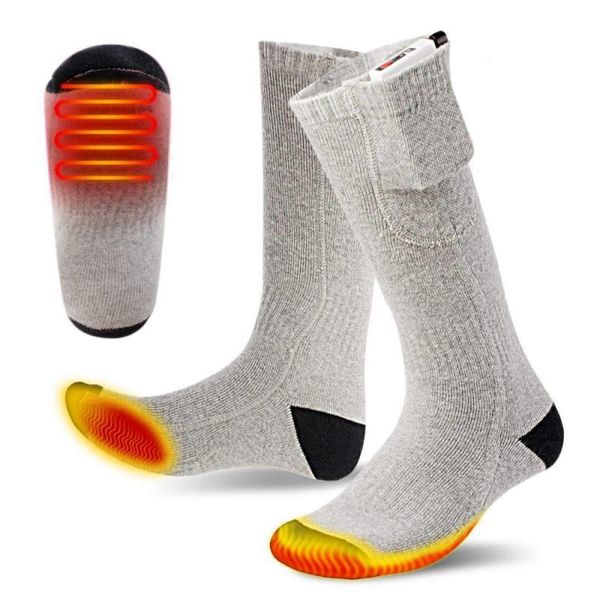 

upgrade classic style heated socks rechargeable warm feet foot warmer electric warming thermal sox winter hunting sportswear, Black