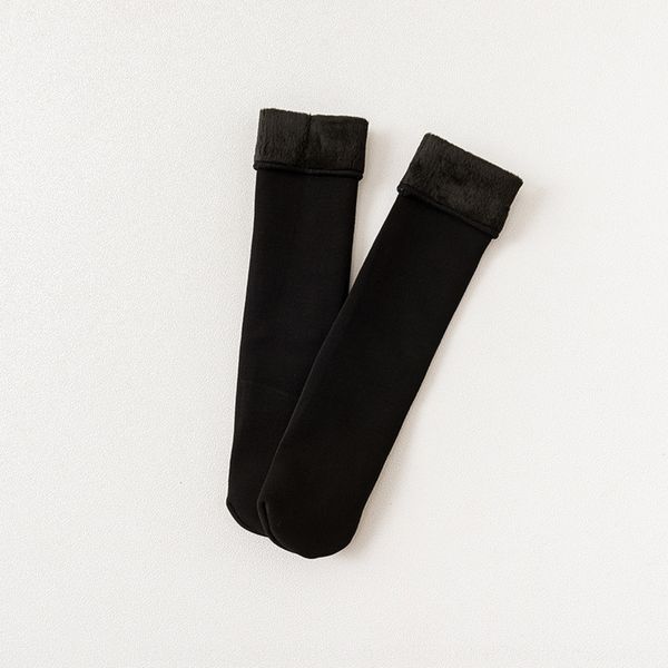 

autumn keep warm winter snow warm and thickened plush men's and women's floor socks straight board imitation nylon socks 6soz0, Black