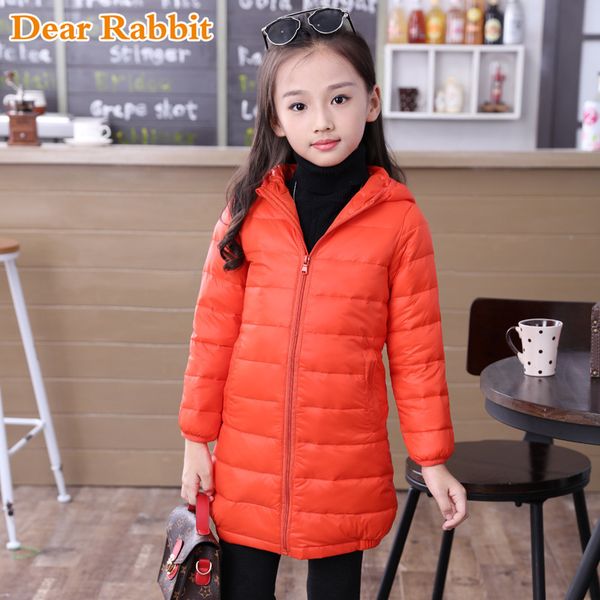 

2020 thin long down jacket for girl cuhk virgins children's clothes keep warm hooded girls parka coats kids boys winter coat c1012, Blue;gray