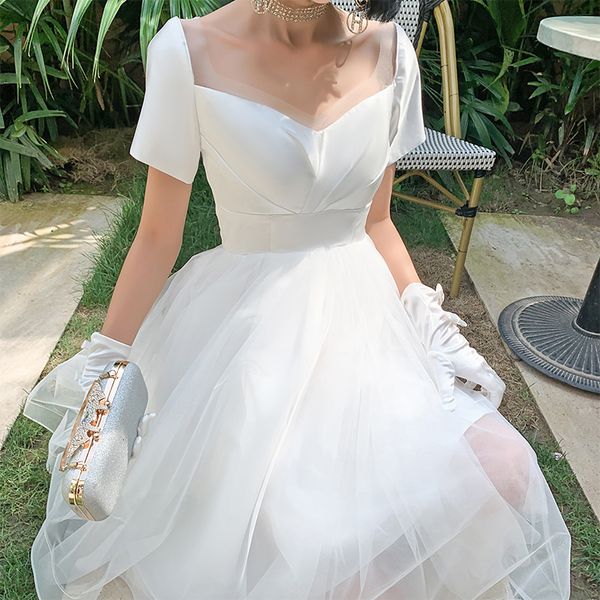 

2021 new simple dress short dressed bride suknia, 1087, 1087. yoes, Blue;red