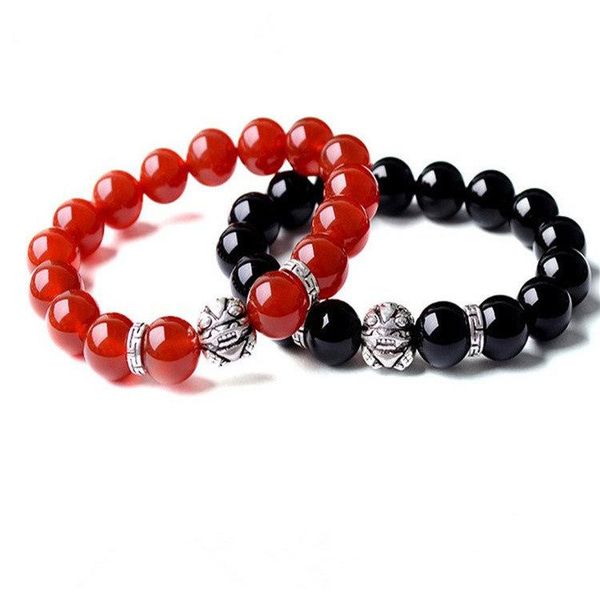 

черный и красный камень браслет good luck любителей подарков his-и-ее браслет, Black