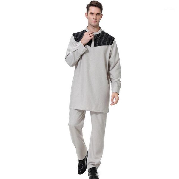 

muslim man dress arab islamic prayer clothes muslim man long sleeve white robe dress men's suit pakistan ropa turca blouse+pants1, Red