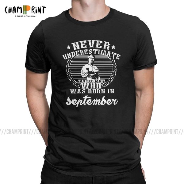 

sport casual clothes never underestimate an old man who was born in september t-shirt for men t shirts arnold schwarzenegger tees