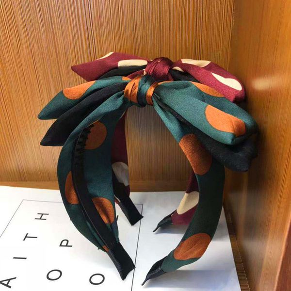 

original single big polka dot bow knot hair band new style female hair band fashion hair accessories ing, Slivery;white