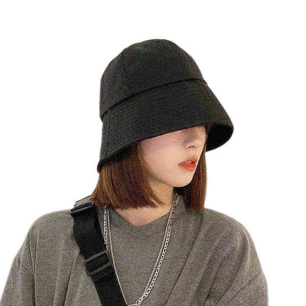 Cappelli da sole estivi per le donne Cappello da pescatore nero pieghevole coreano Nuovo cappello da pescatore a forma di campana Cappello da pescatore casual moda G220311