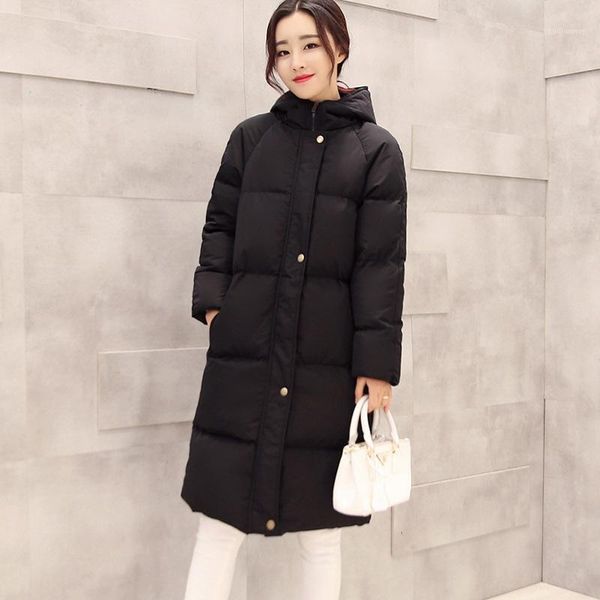 

2020 autumn and winter new cotton coat women's mid-length student korean bread coat over the knee thick winter jacket women1, Black