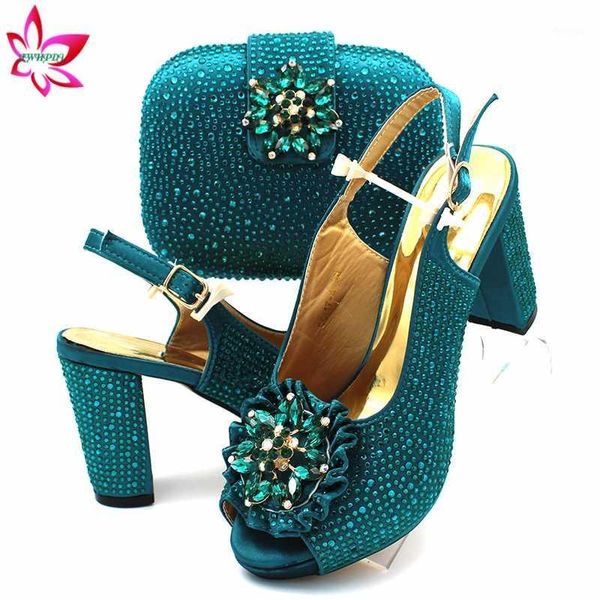 

pretty women shoes matching bag in teal color 2020 autumn new coming nigerian women shoes and bag with platform for wedding1, Black