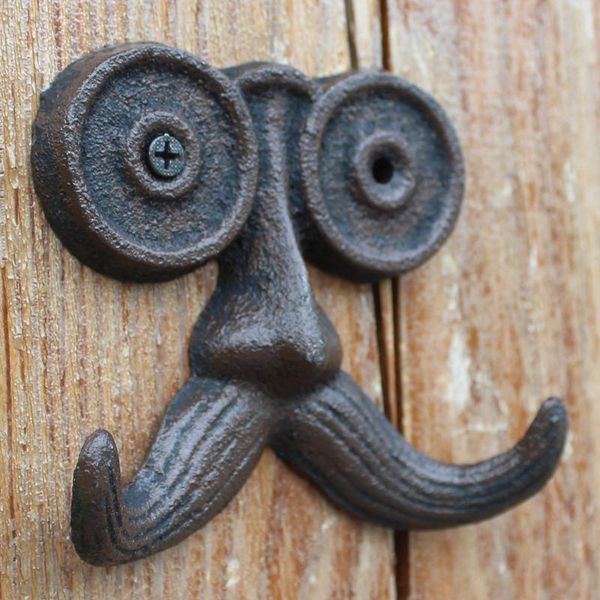 

vintage cute old man with long mustache design home garden decor cast iron wall hook with two hangers wall holder coat hanger