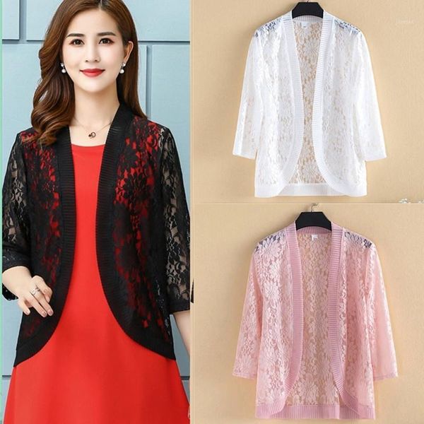 

white black red pink purple women summer 3/4 sleeve shrug lace bridal cape jacket elegant wraps beach shawl bolero1, Black;white
