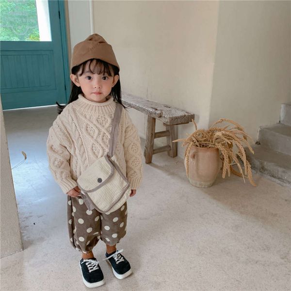 

children's sweater autumn winter 2020 new girls' high collar twist pullover yb9s, Blue