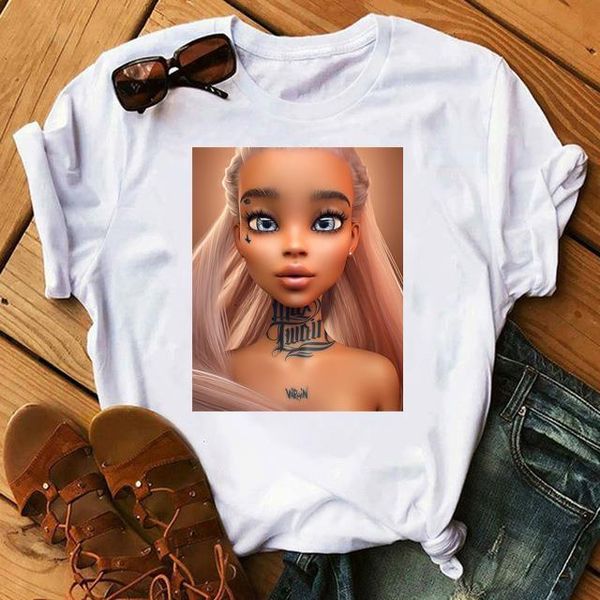 

women t-shirts cartoon graphic printed tee funny harajuku female t shirt korean short sleeves kawaii streetwear shirts, White