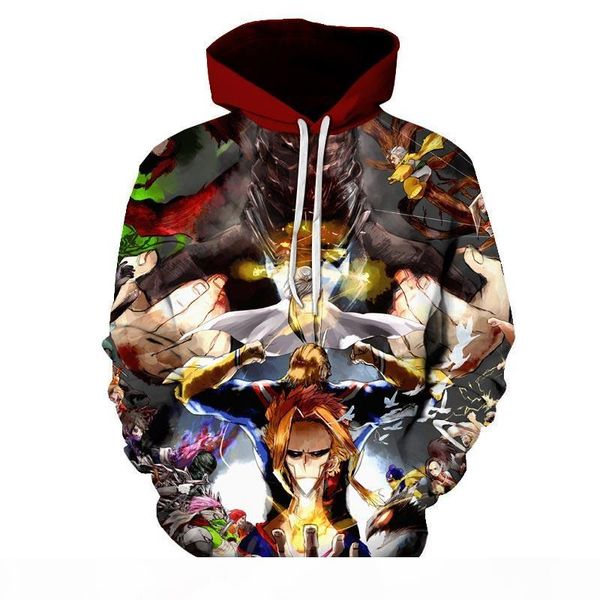

biaolun 3d print my hero academia hoodie men women no hero academia all might cosplay costume sweatshirt school uniform pullover, Black