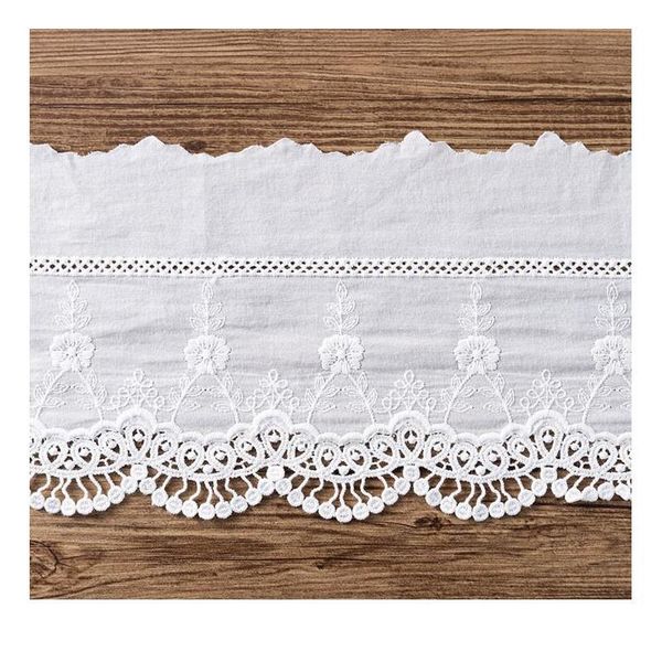 

15cm wide 3yds/lot eco-friendly 100% cotton embroidery lace fabric wave cutout lace trim diy sewing accessor bbypka
