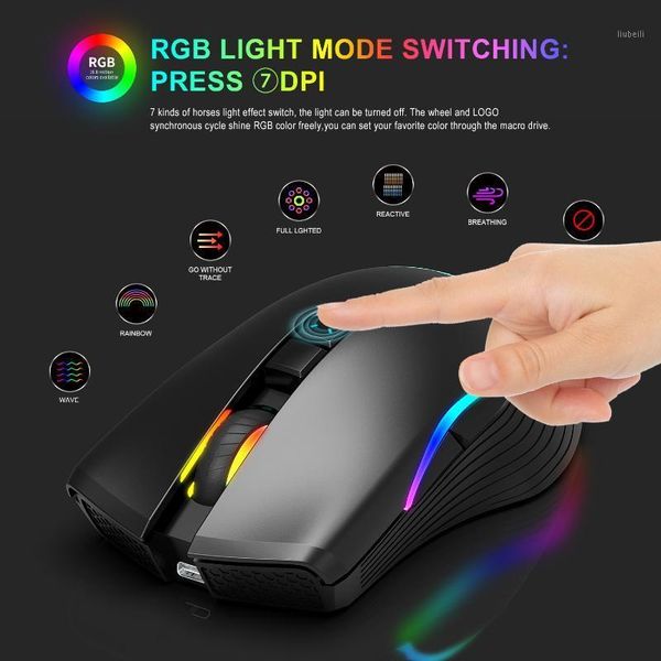 

2400dpi 2.4g wireless mouse game 7 button led usb computer mouse mice silent charge adjustable gaming mice for pc1