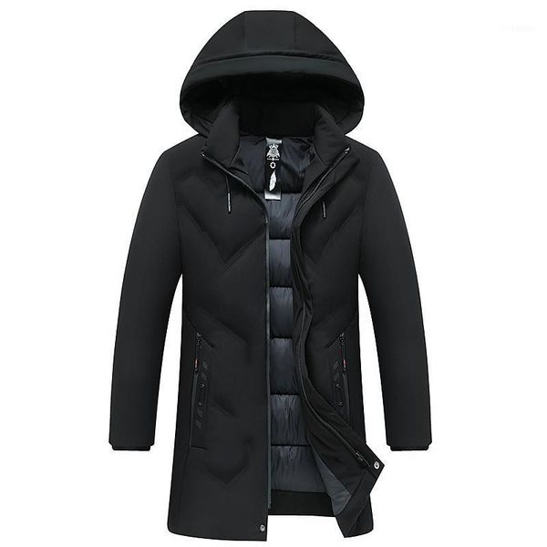 

2020 new men winter parka mid-length 3 colors warm jacket outwear windproof coat hooded size l-4xl1, Black