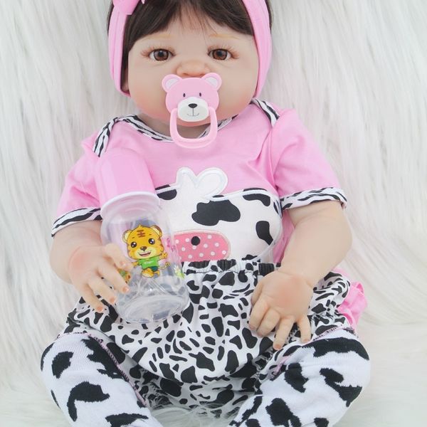 

55cm full body silicone reborn girl baby doll toy lifelike newborn princess babies doll fashion kids child brinquedos bathe toy y200111