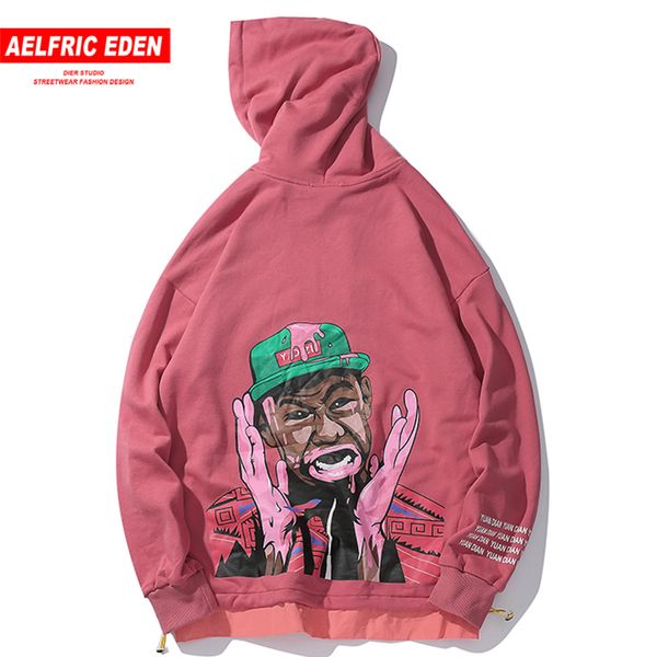 

aelfric eden pink boy print men hoodies 2019 autumn harajuku streetwear casual cotton pullover fashion hip hop hooded sweatshirt, Black