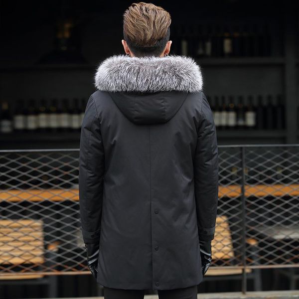 

men's leather & faux real mink liner winter natual jacket men fur collar mens coat parka male warm luxury coats p-meb7135-1 kj804, Black