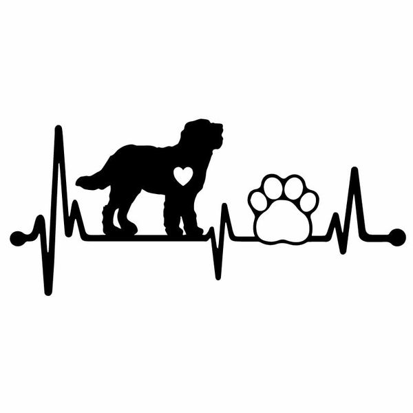 

17.9x8cm виниловая наклейка наклейки наклейки автомобиля сердцебиение легкие собака лапы окно автомобиля черное / серебро c24-1308