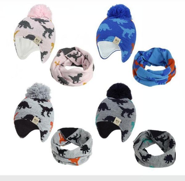 2020 malha bebê Orelha Chapéus com lenço recém-nascido Inverno Beanie quentes Caps Set macia Hat Criança Raparigas Meninos Bonnet Hat infantil