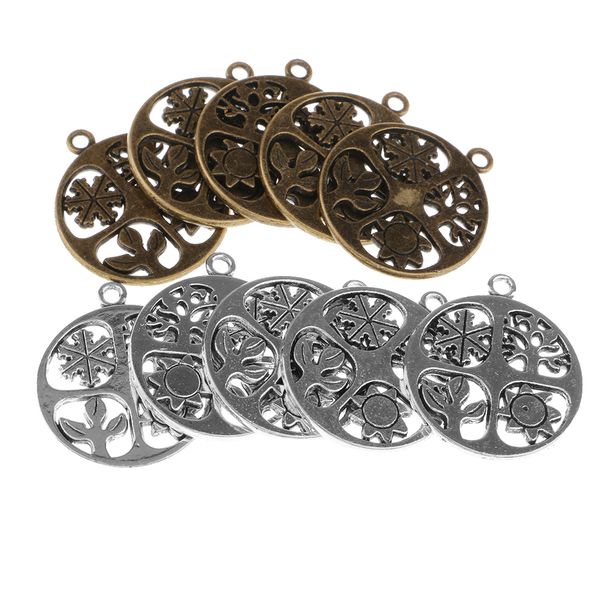 

10 pieces antique silver/bronze round flower hollow circle 23mm charms fashion for bracelet necklace jewelry pendant diy findings crafting, Black