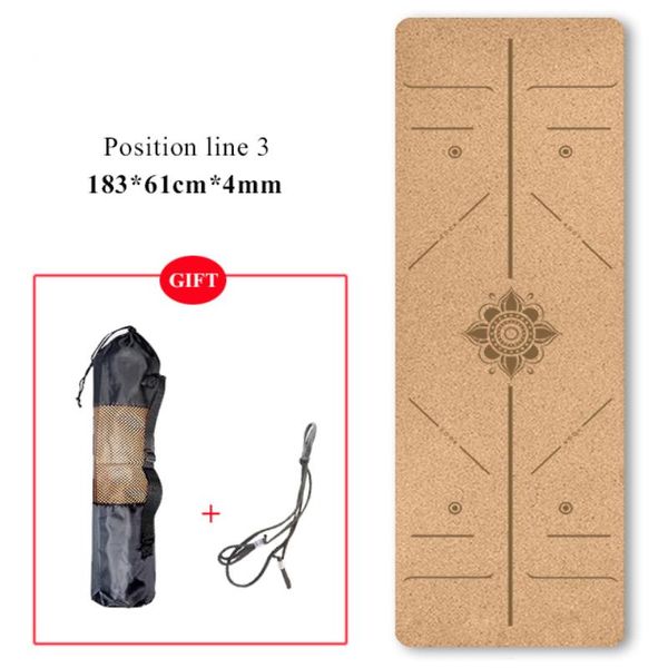 

natural cork tpe fitness yoga mat 72 + 24 exercise mat pilates sports anti-slip yoga with position body line training