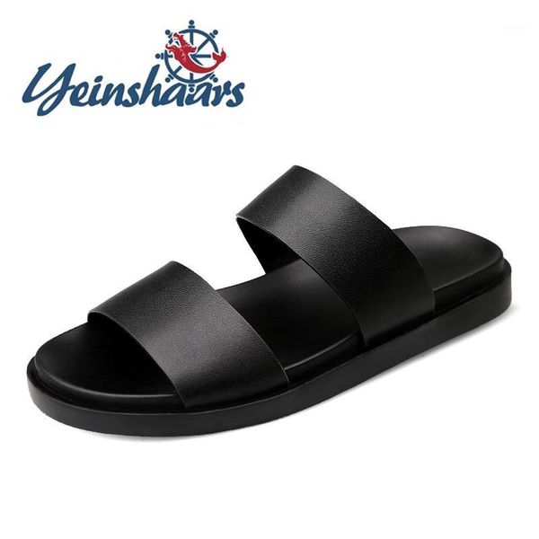 

men casual summer shoes black slippers fashion beach sandals breathable genuine leather slipper man slippers1