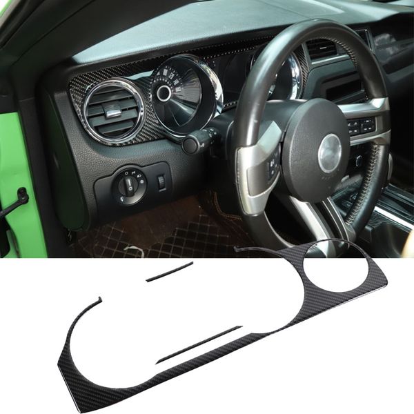 

car dash board decoration panel trim carbon fiber 3pc for ford mustang 2009-2013 auto interior accessories