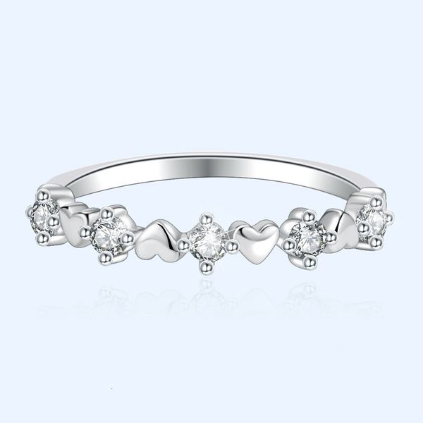 

japanese and korean new fashion heart-shaped women's single row diamond tail imitation plain ring net red jewelry, Silver