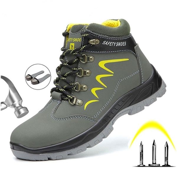 

safety for winter security ankle shoes anti-smashing steel toe cap boots men construction anti-static work shoe y200915, Black;brown