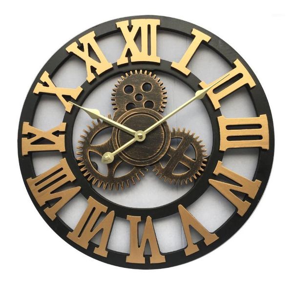 

nordic creative wrought iron retro gear wall clock modern home fashion simple living room mute clock decoration wall heat1