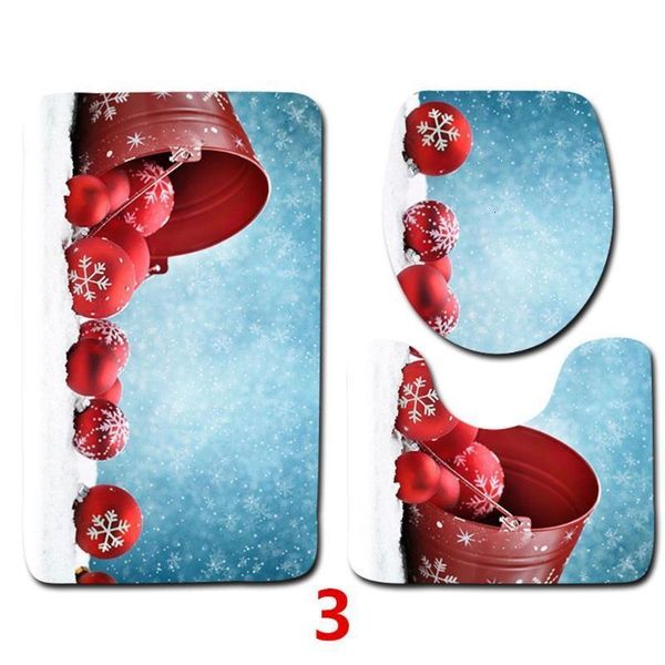 

bathroom rug toilet 3pcs/set carpet christmas cover mat decorationlywr