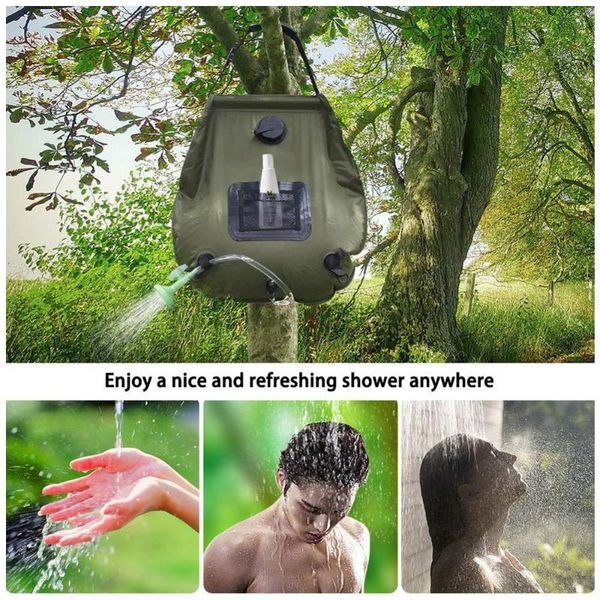 

20l solar shower bag heating water bags solar hydration bag hose switchable shower head for outdoor hiking camping ing