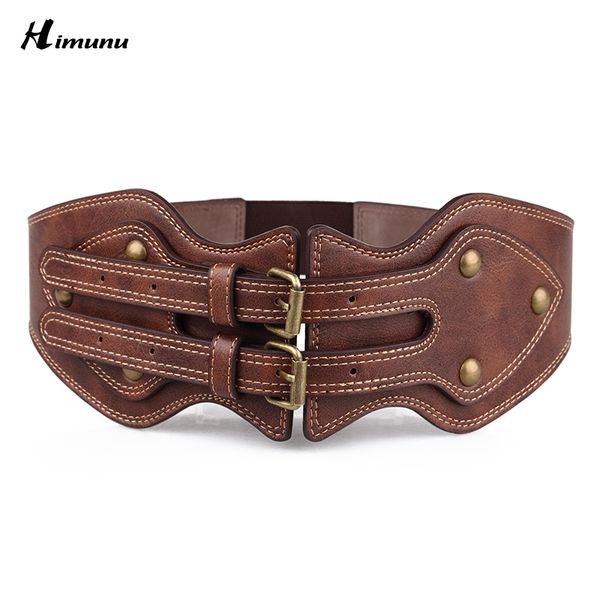 

retail crazy horse cowhide leather double retro pin buckle female belts for women ms. clothing cummerbunds fashion girdles y200501, Black;brown
