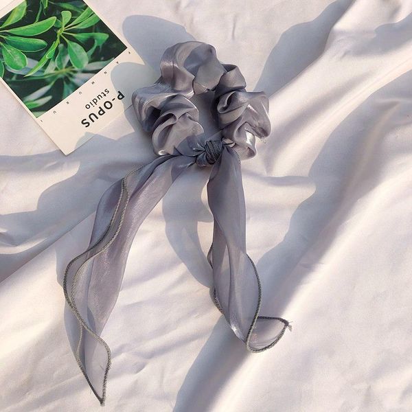 

мода атласная лента оголовья bow волос scrunchies девушки галстуки ленты для волос резинка для волос ponytail держатель аксессуары для женщи, Slivery;white