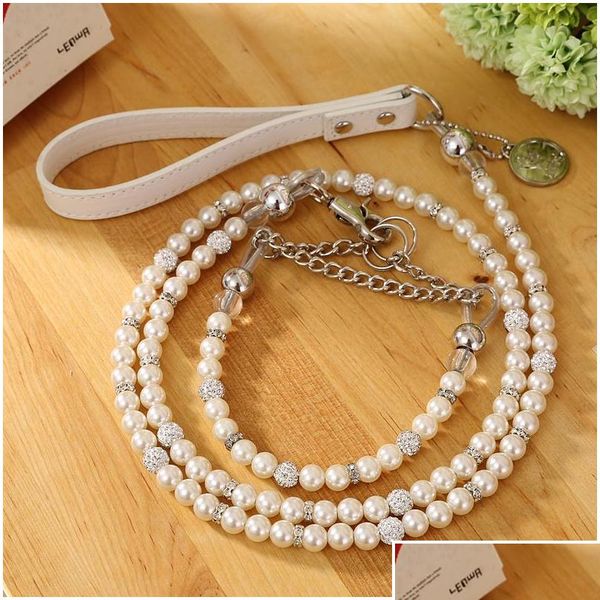 

moccapet ]new silver pearl pet collar leash set dog collar dog leash pet supplies dog col jllcgg outbag2007