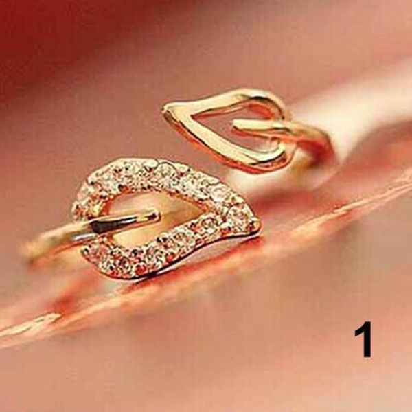

adjustable rhinestones opening cuff couple ring, Silver